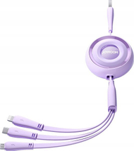 Kabllo tërheqëse 3 në 1 Joyroom S-A40, USB-A në USB-C Lightning microUSB, 1m, vjollcë