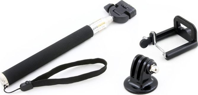 Selfie stick Xrec Monopod, deri 110 cm, me mbajtës telefoni, i zi