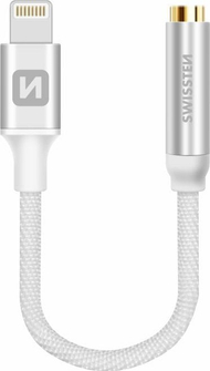 Adapter audio Swissten Lightning në 3.5mm, i certifikuar MFI, i bardhë