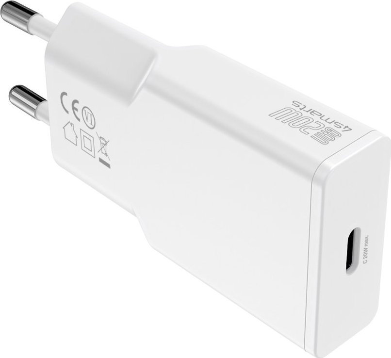 Karikues 4smarts PDPlug Slim, 20W GaN, USB C me kabllo 1.5m, i bardhë