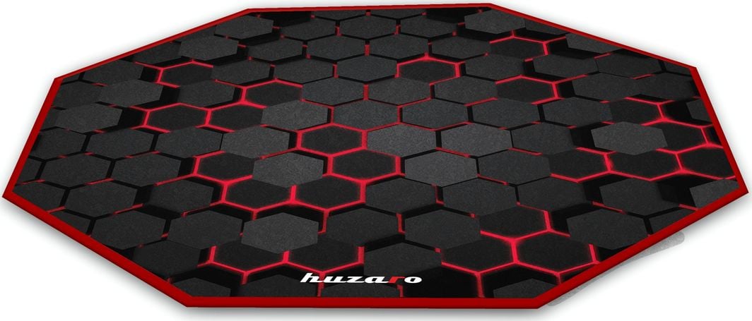 Тапет за гејминг столица Huzaro FloorMat 2.0, антилизгачки, осумаголна форма, црн со црвено
