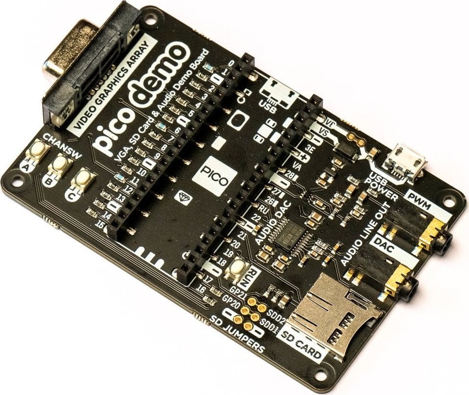 Modul VGA Demo Base për Raspberry Pi Pico, dalje VGA, audio dhe microSD