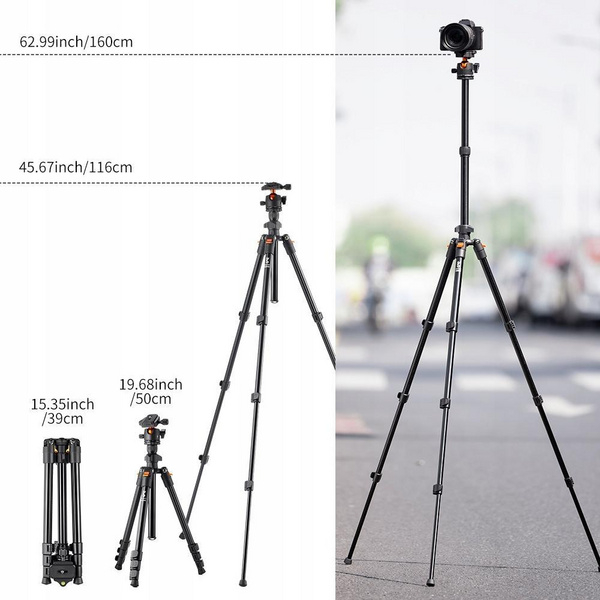 Tripod K&F, kokë magnezi 3D, 8 kg