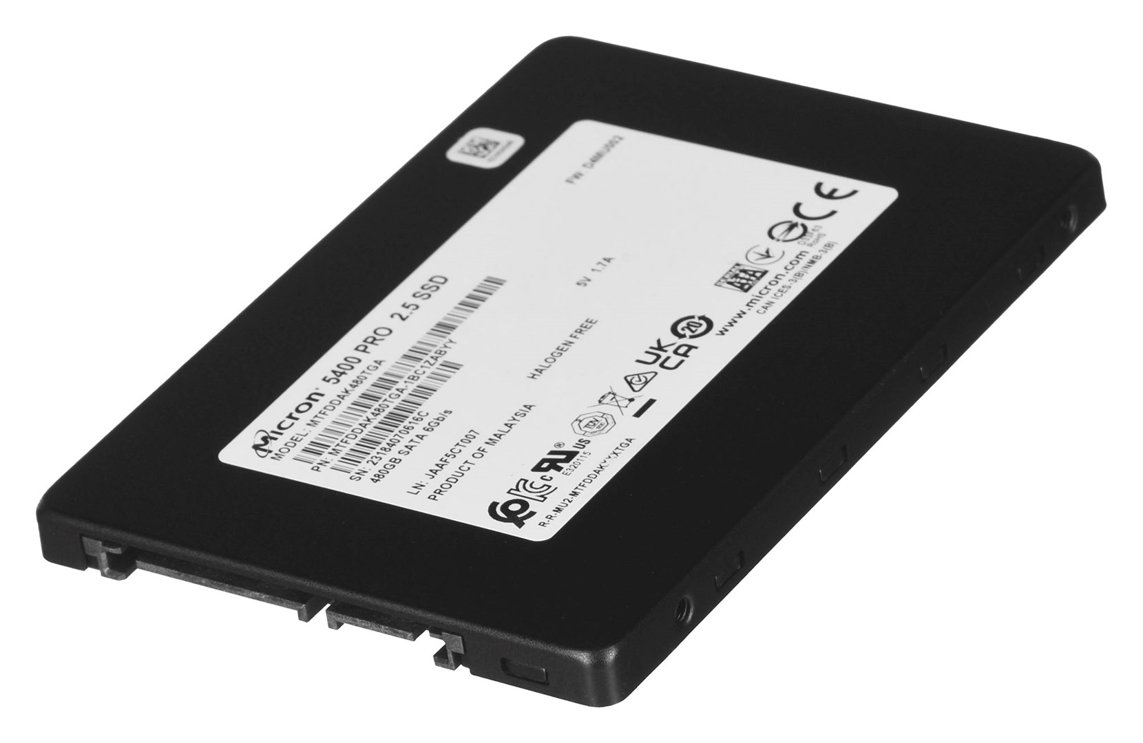Disk SSD Micron 5400 PRO, 480 GB, 2.5", SATA III, e zezë