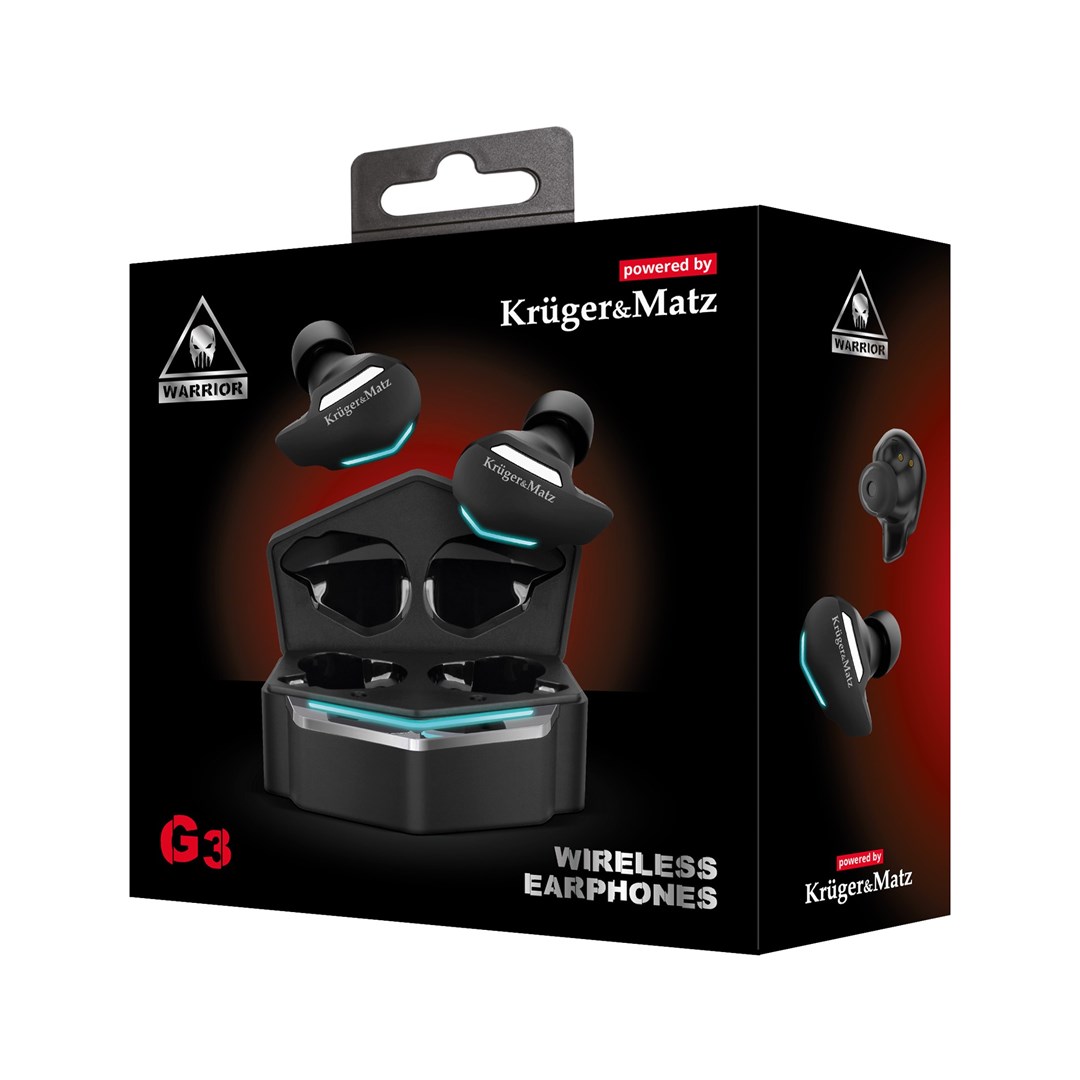 Kufje TWS Kruger&Matz Warrior G3, Bluetooth 5.0, e zezë