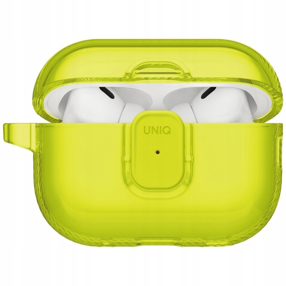 Mbulesë UNIQ GLASE për AirPods Pro 3, ultra transparente, mbyllje Spring Lock, jeshile e çelët