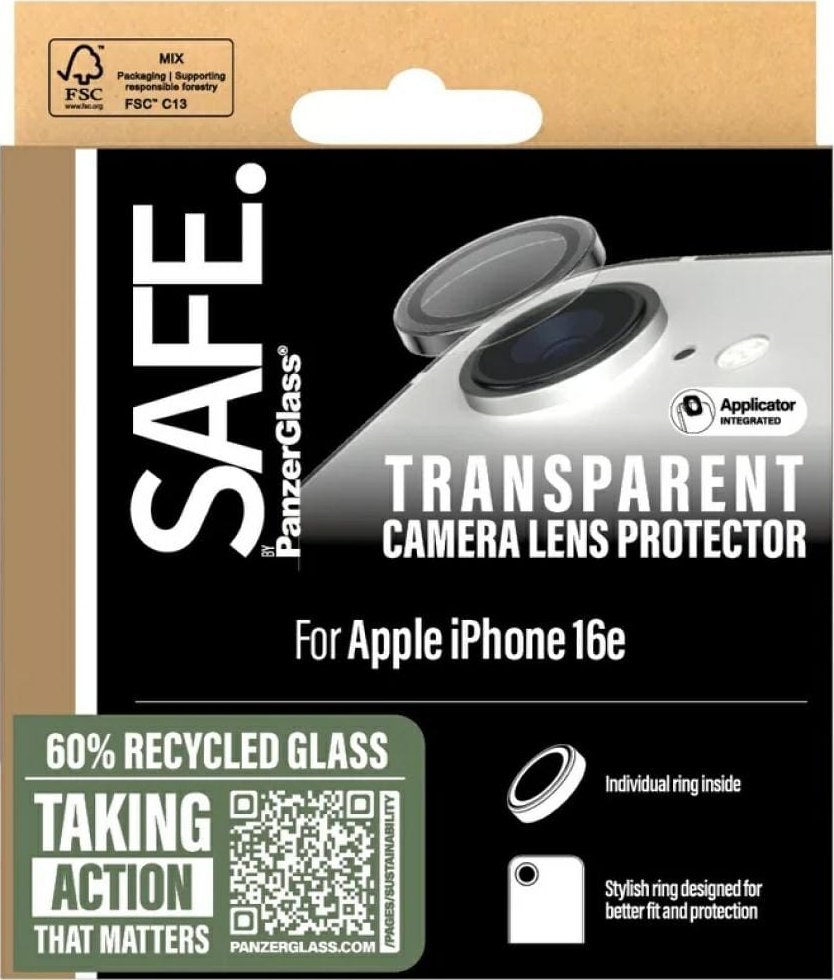 Mbrojtës kamere SAFE by PanzerGlass, për iPhone 16e, transparent