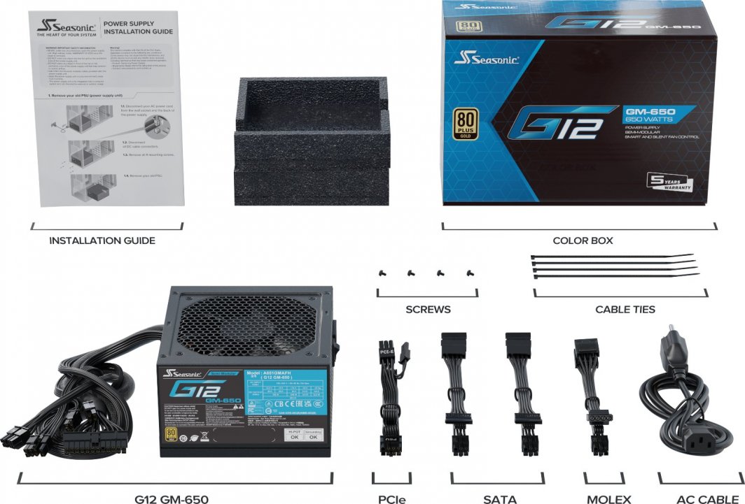 Burim energjie SeaSonic G12 GM G12-GM-650 ATX, 650W