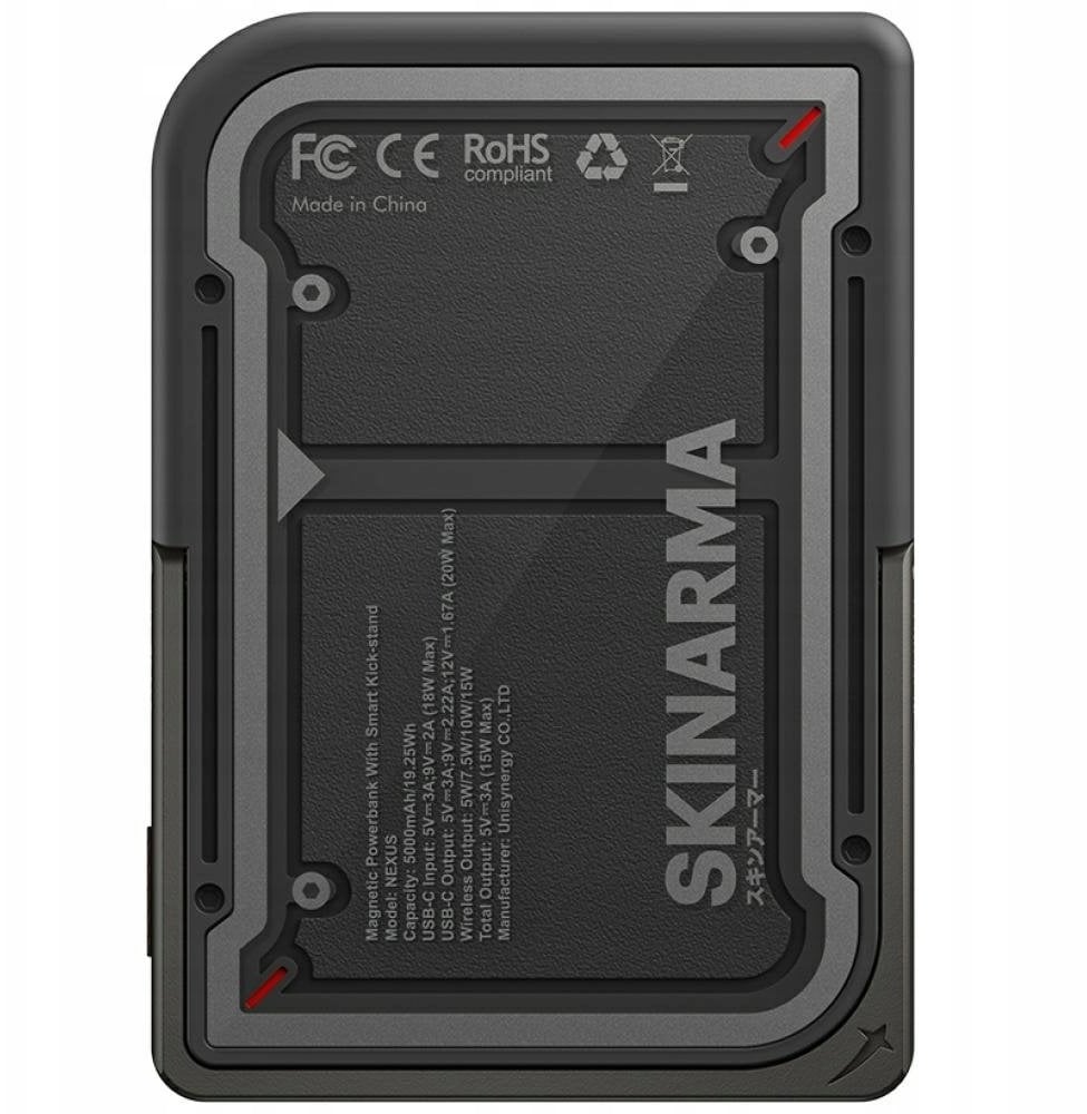 Power bank magnetik SKINARMA NEXUS MECHA, 5000mAh, me stendë, i zi