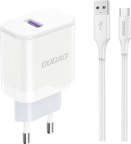 Karikues rrjeti Dudao A20EU, USB-A 18W, kabllo USB-A në USB-C, i bardhë