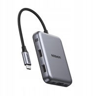 USB C Хаб Ugreen 7in1, HDMI 4K, PD 100W, сива