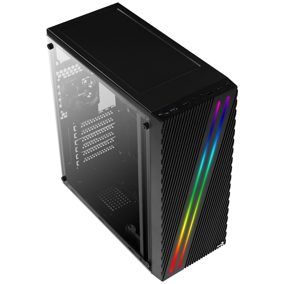 Kutia PC Aerocool Streak ACCM-PV19012.11, Midi Tower, RGB, e zezë