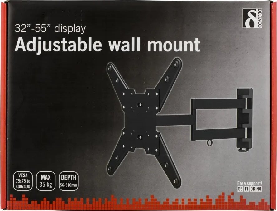Mbajtës TV Deltaco ARM-425, 32"-55", 3 drejtime, i zi