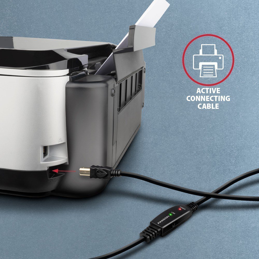 Kabllo USB Axagon ADR-215B, USB-A në USB-B, 15 m, e zezë