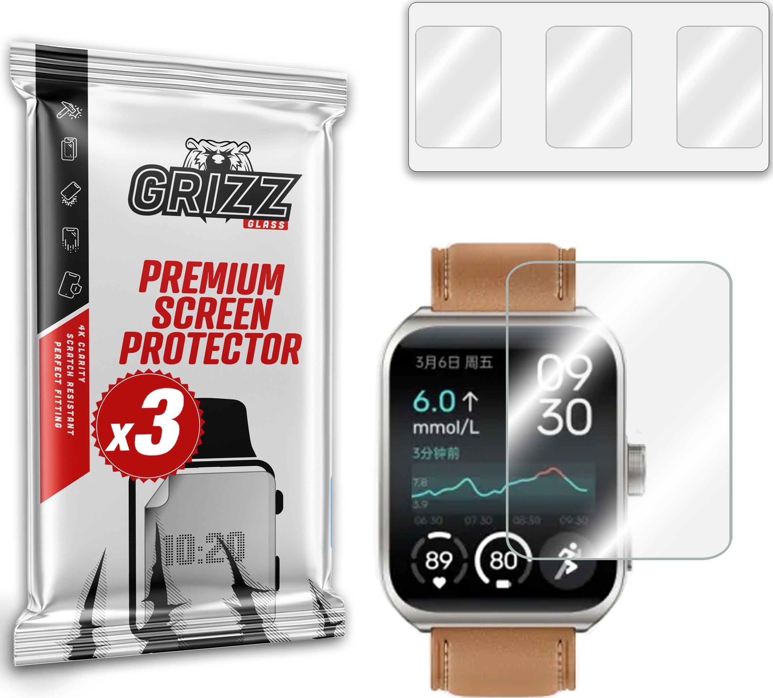 Folie mbrojtëse GrizzGlass Hydrofilm për Oppo Watch 4 Pro, hidrogel, transparente