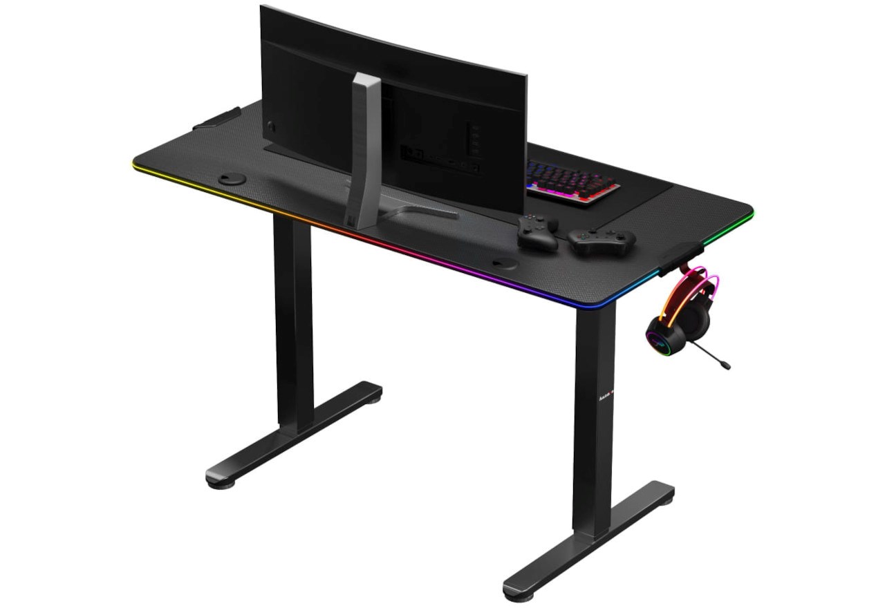 Tavolinë elektrike gaming Huzaro Hero 8.2 RGB, lartësi e rregullueshme, deri 80 kg, e zezë