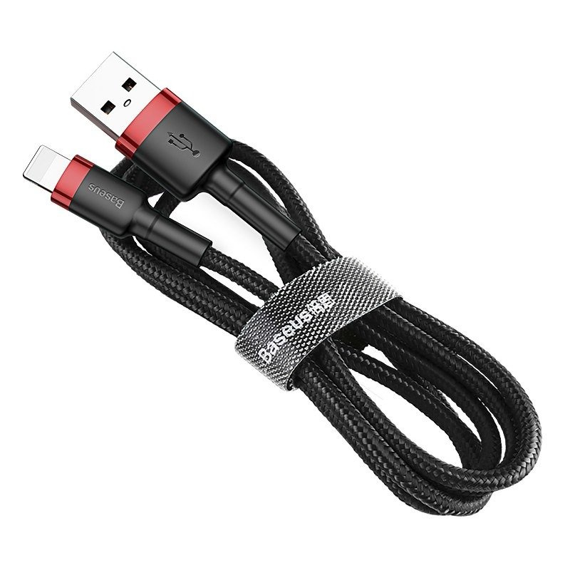 Kabllo USB Baseus Cafule, USB A në Lightning, 1 m, 2.4A, e zezë e kuqe