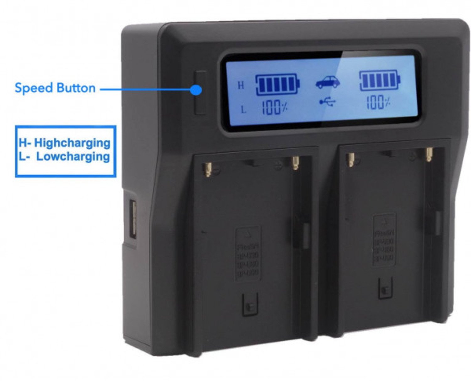 Karikues baterish Baxxtar Pro LCD Dual për Canon LP-E6, USB C, ekran LCD, i zi