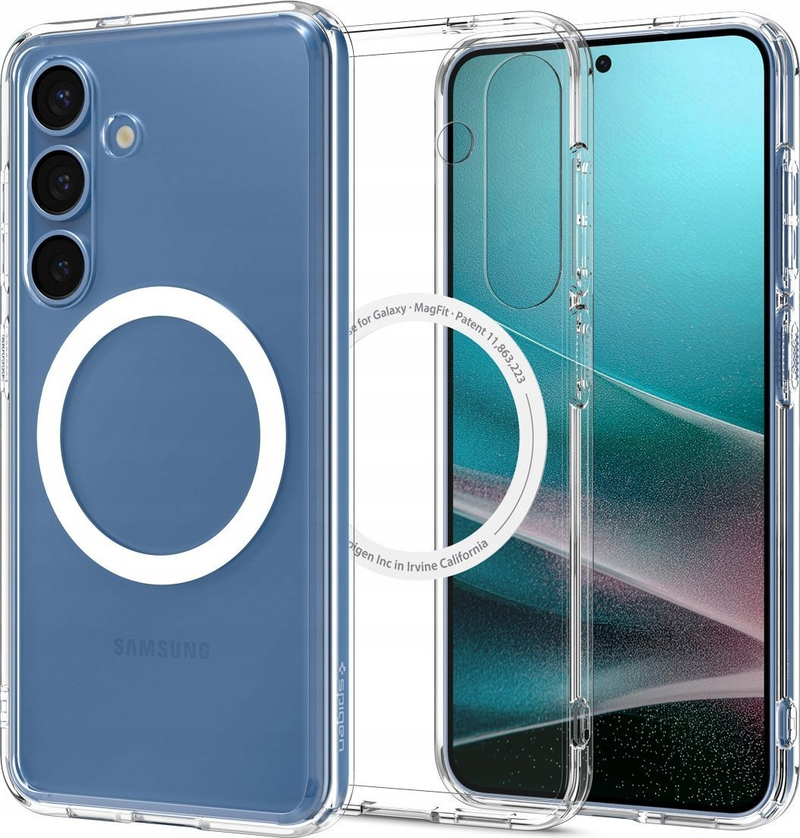 Mbështjellës telefoni Spigen Ultra Hybrid MagSafe, Samsung Galaxy S25 Plus, transparent, i bardhë