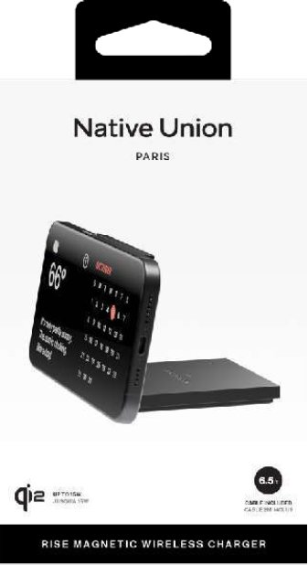 Karikues wireless magnetik Native Union Rise, Qi2, për iPhone, i zi