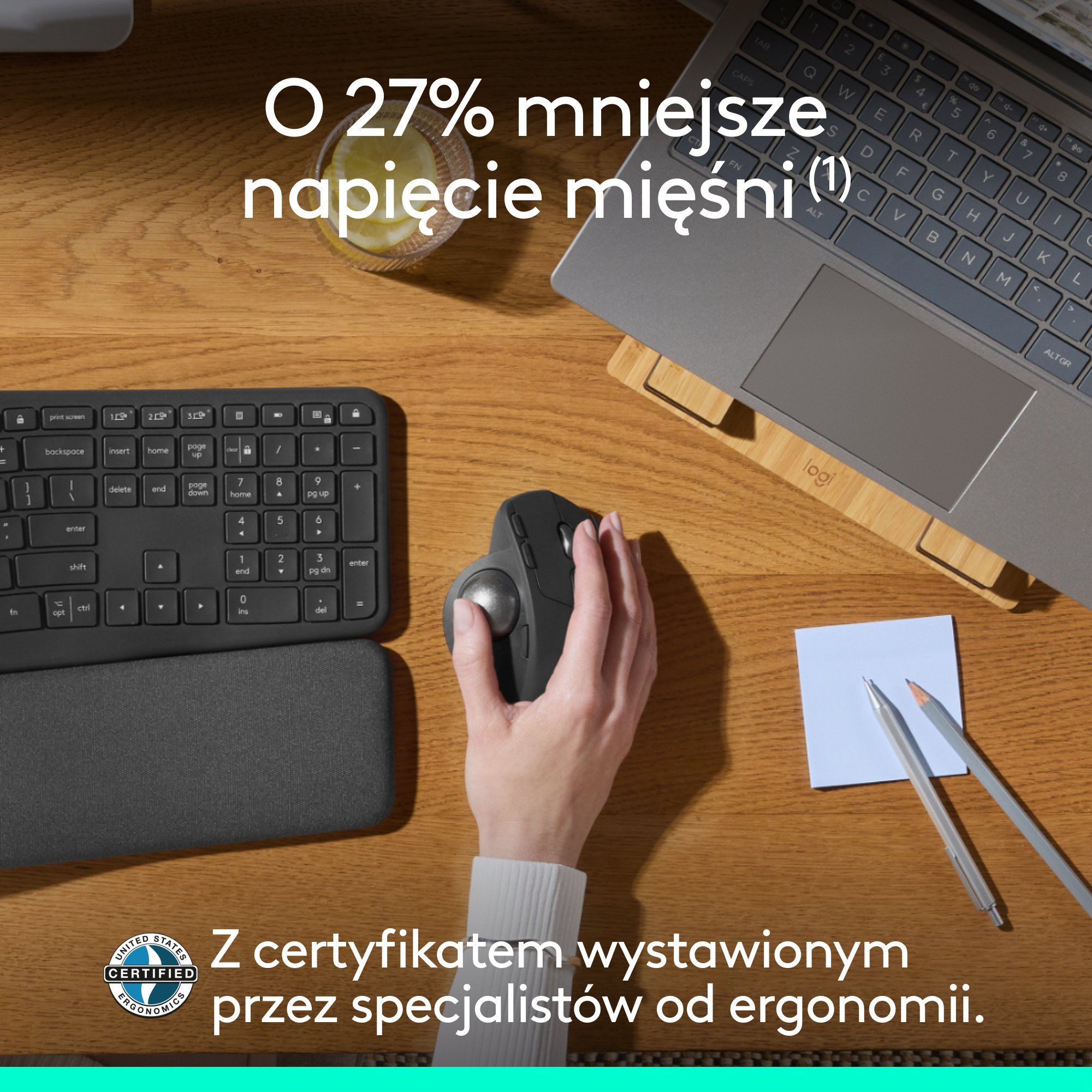 Maus wireless Logitech MX Ergo S, trackball ergonomik, grafit