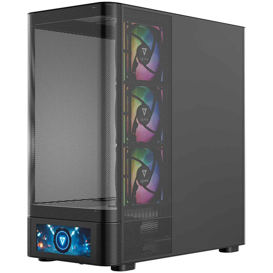 Kasi gaming Modecom Volcano AQ500 ARGB, MIDI tower, ekran LCD, i zi