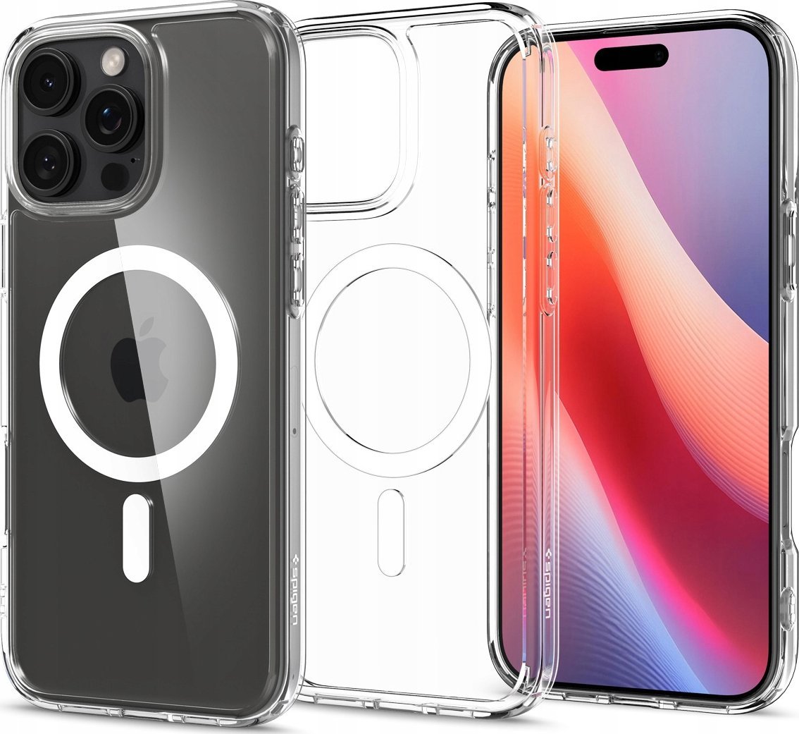 Set mbrojtës Spigen Ultra Hybrid MagSafe, për iPhone 16 Pro Max, me xham mbrojtës, i bardhë