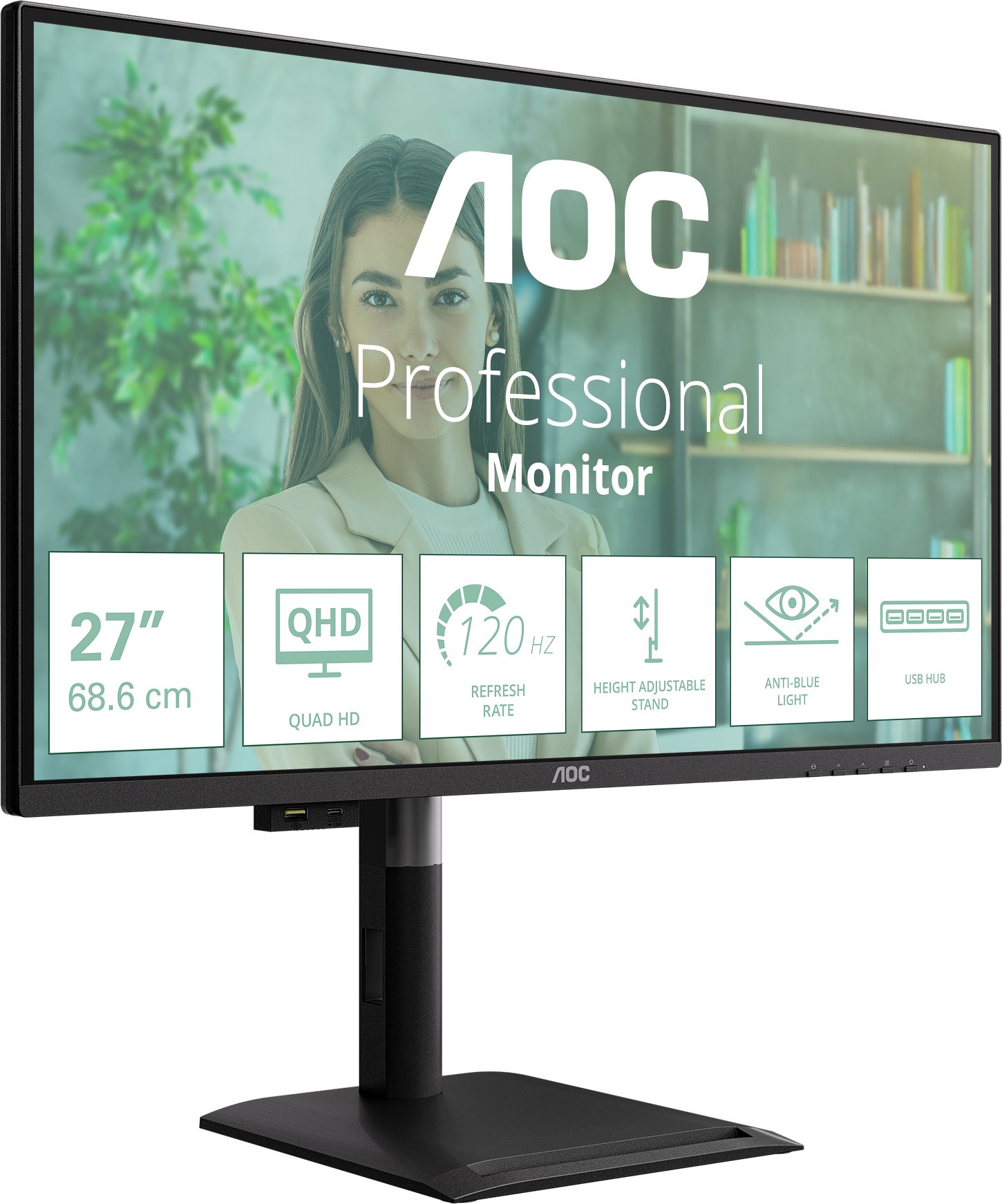 Monitor AOC Q27P4U, 27", QHD 2560 x 1440, 120Hz, i zi