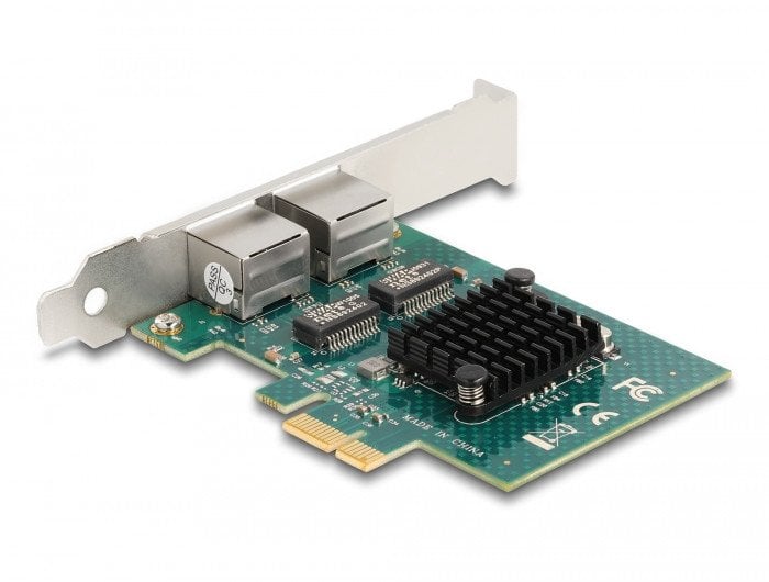 Kartë rrjeti Delock PCI Express X1, 2x RJ45 Gigabit LAN, 1000 Mbps, gri