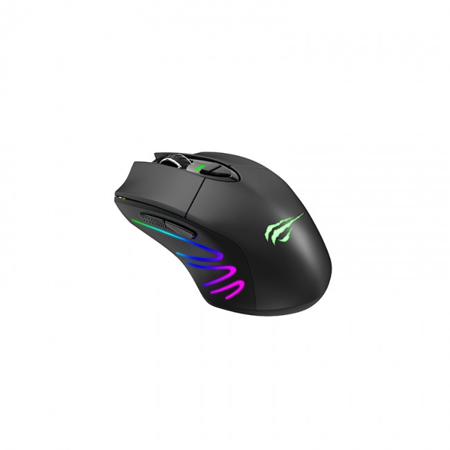 Maus gaming Havit MS1021W, wireless 2.4G dhe USB, 7000 DPI, 7 taste, i zi gri e errët