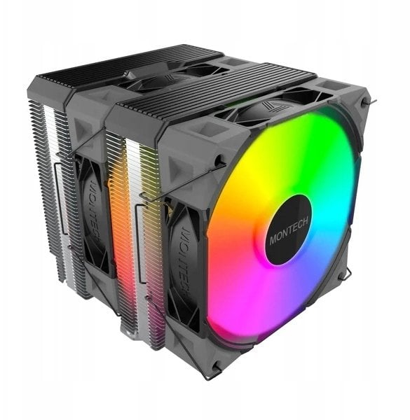 Ftohës CPU Montech NX600 ARGB, dual tower, 6 heatpipe, i zi