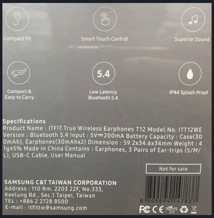 Kufje Samsung T12 True Wireless In Ear, Bluetooth 5.4, 24 orë autonomi, të bardha