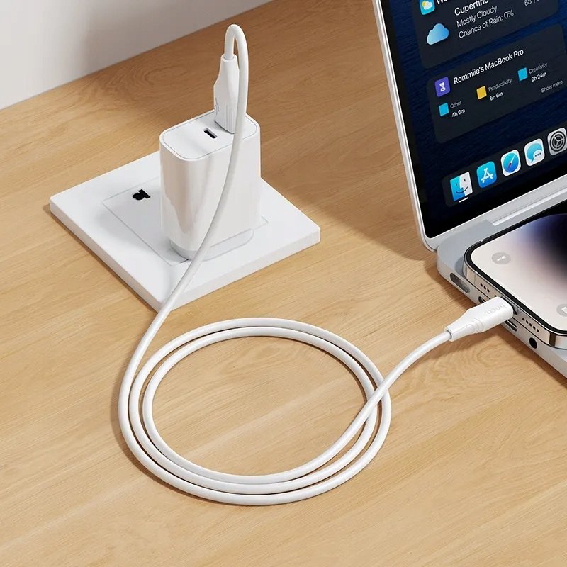 Kabllo karikimi HOCO Lightning X124, 1m, 2.4A, e bardhë