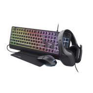 Set tastierë, maus, kufje dhe mauspad Gaming Trust GXT 792 Quadrox 4-në-1, i zi