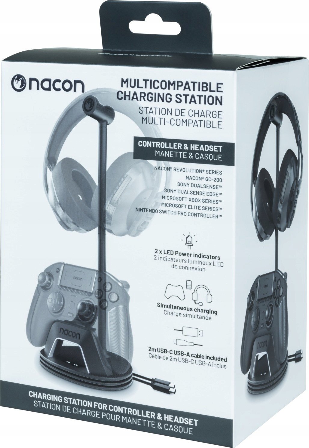Stacion karikimi NACON Multi-charge Stand, për PlayStation 5, me LED, i bardhë