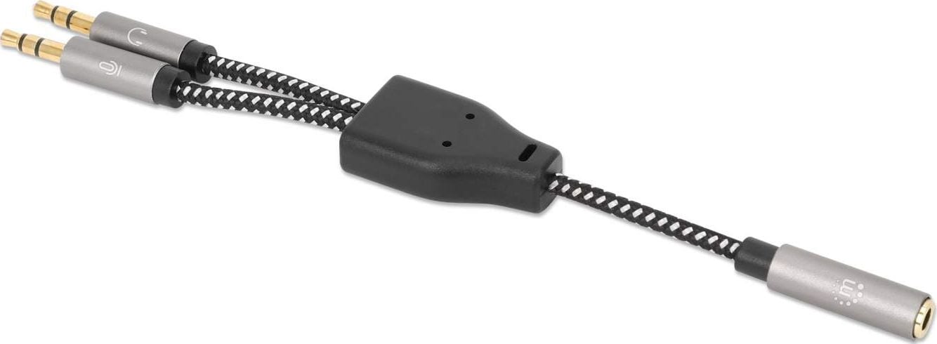 Kabllo adapteri për kufje Ugreen, 3.5mm audio dhe mikrofon, Y-splitter, e zezë argjendi