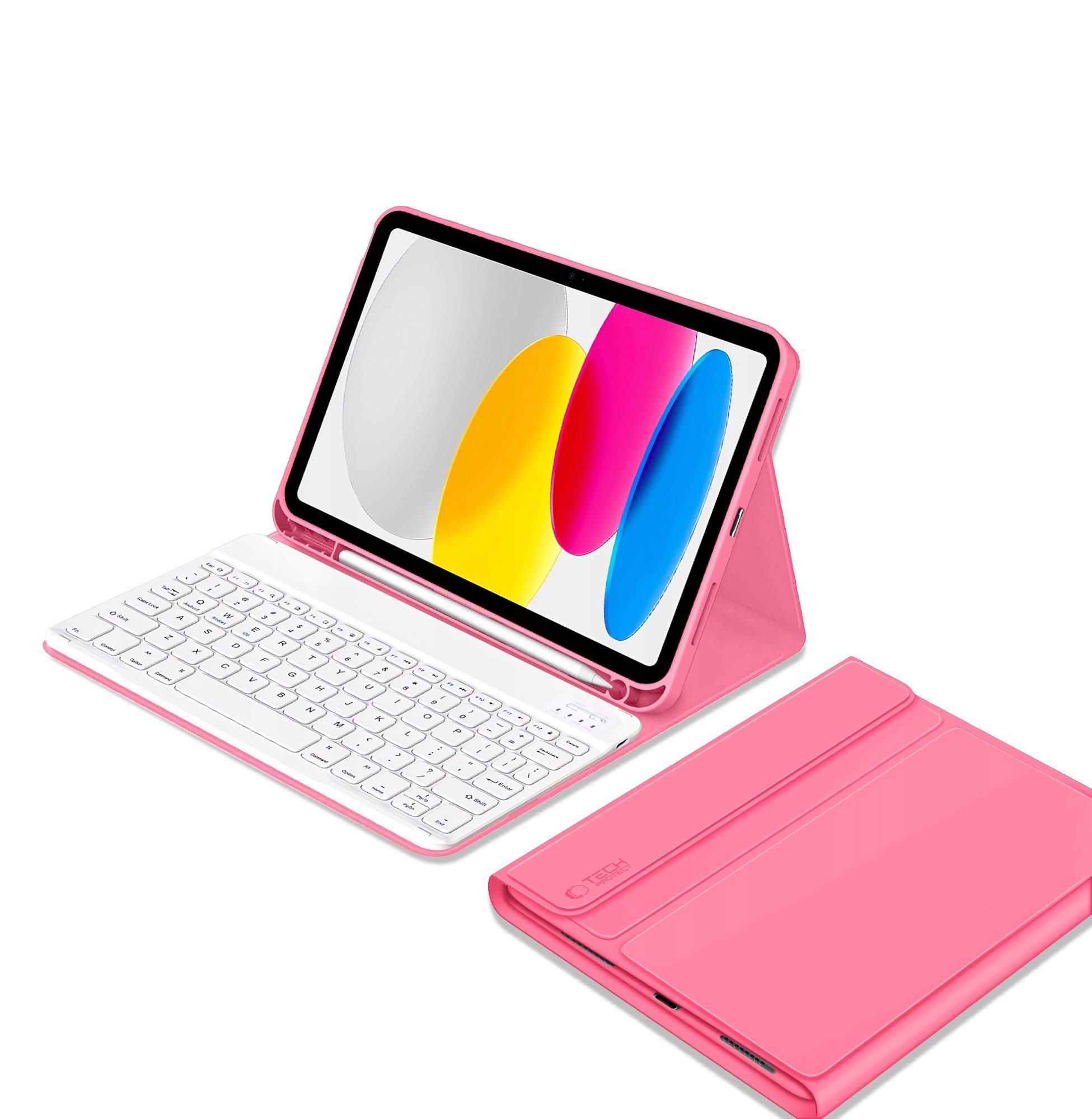 Futrollë me tastierë Tech Protect SC Pen Case, për iPad 10.9" 2022 dhe 11" 2025, Bluetooth, rozë