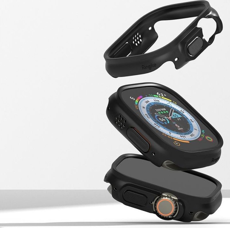 Kornizë mbrojtëse Ringke Slim për Apple Watch Ultra 49mm, set 2 copë, transparente dhe e zezë matte