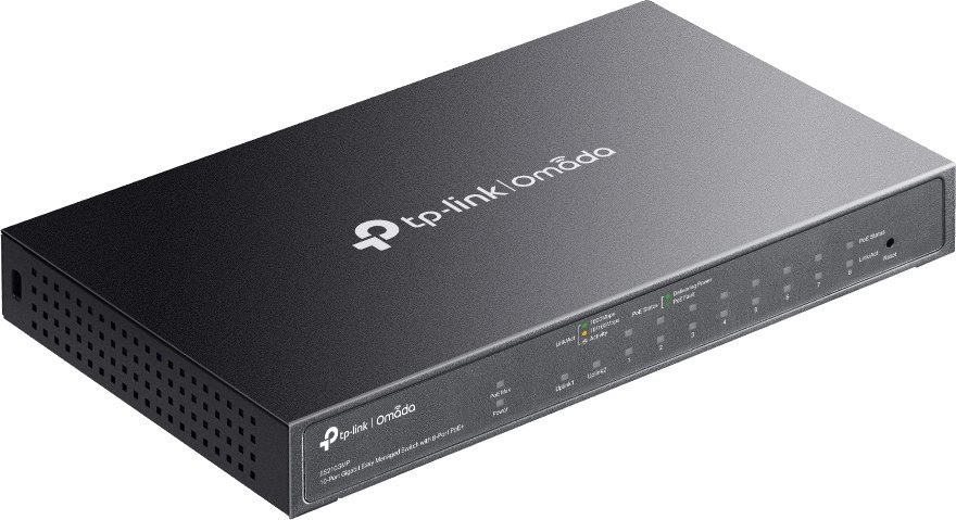 Switch TP-Link Omada ES210GMP, 10 porte Gigabit, 8 porte PoE+, i zi