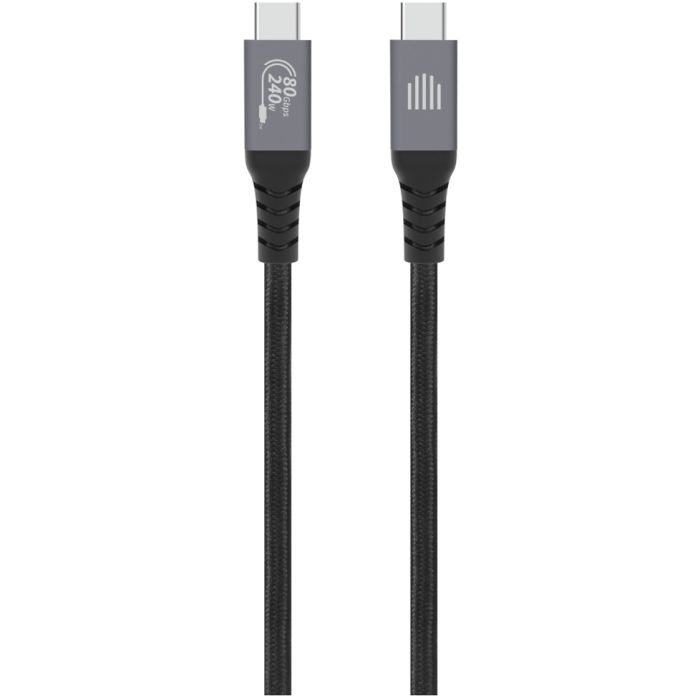 Dviced USB4 Braided Cable, 80 Gbps, 240 W, (Thunderbolt Compatible), 1m, Black