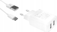 Karikues prizë Maxximus Urban, 2.1A, 2x USB me kabllo Type C, i bardhë