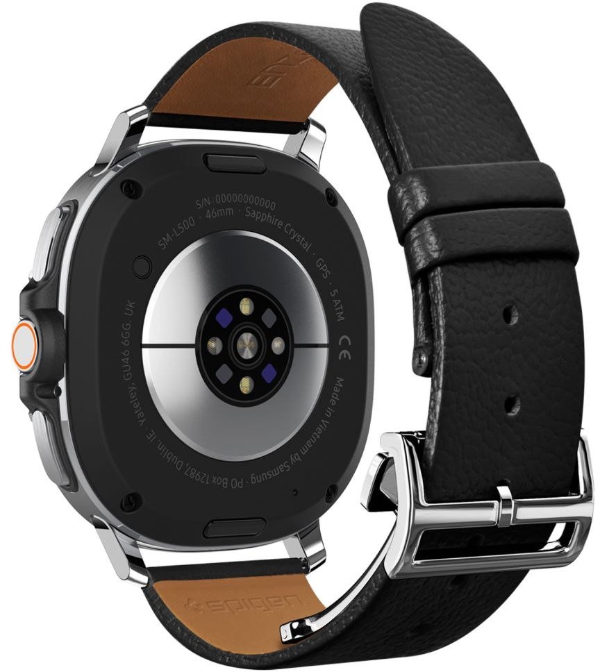 Rrip dore Spigen Enzo Band për Samsung Galaxy Watch 8, lëkurë natyrale, 46mm 44mm 40mm, i zi