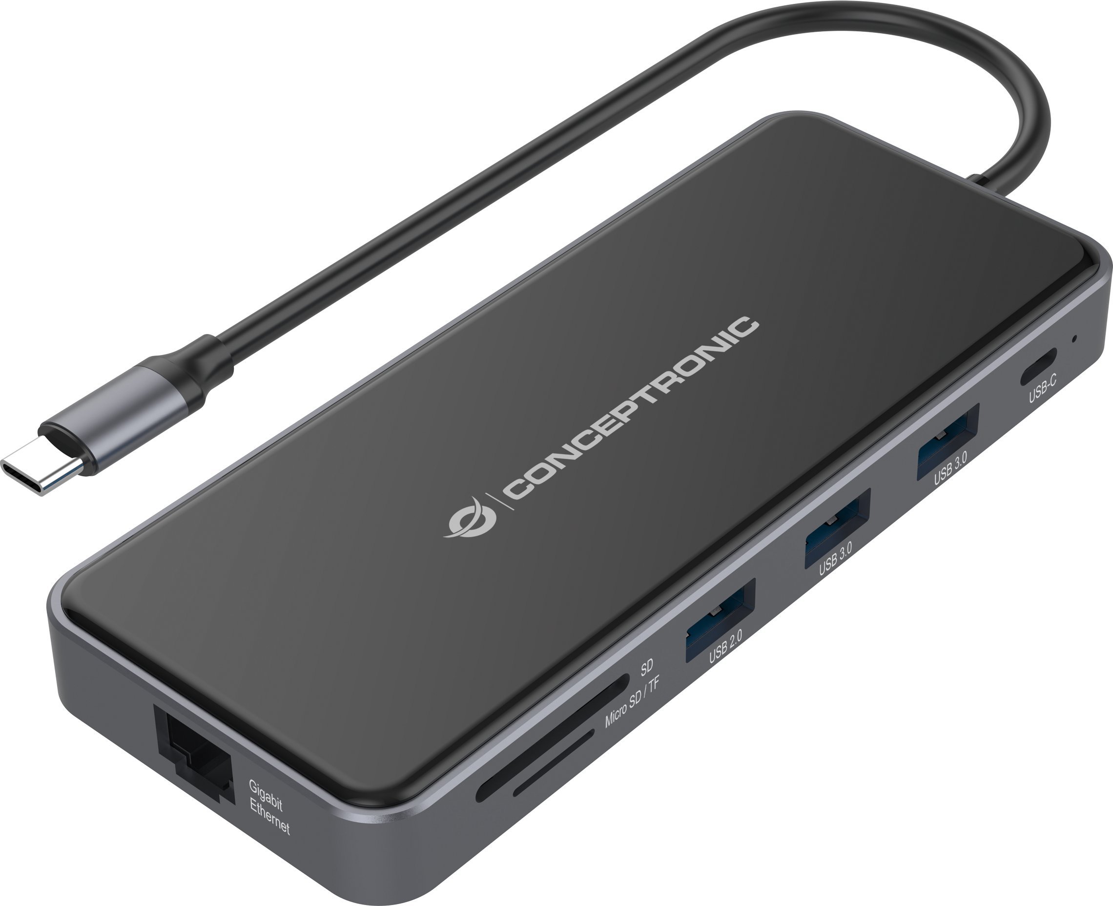 Docking station Conceptronic DONN15G, USB C, 12 në 1, gri