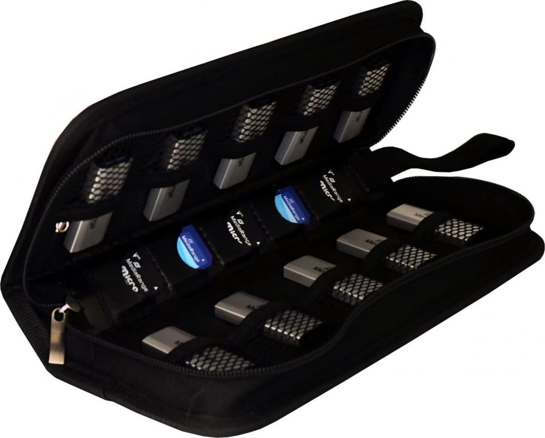 Etui MediaRange BOX99 për 5 kartela SD dhe 10 USB, i zi
