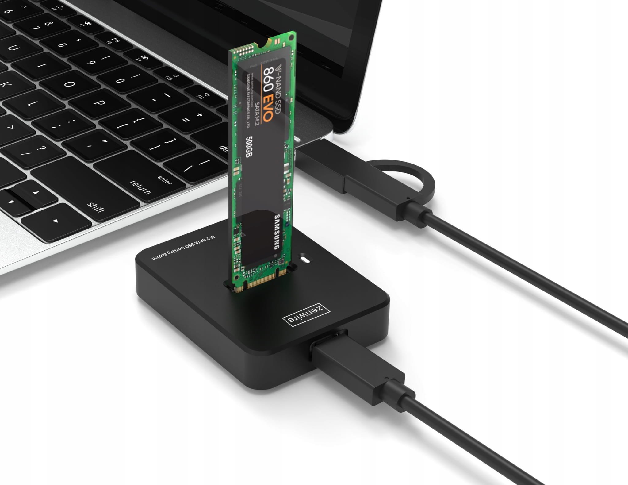 Adaptues për SSD M.2 NVMe SATA, USB C, 10Gbps, i zi
