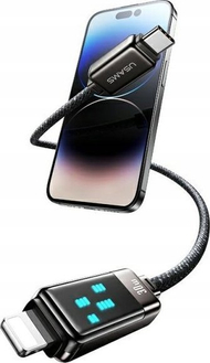 Kabllo USB Usams Meteor SJ743USB0, USB C në Lightning, 30W, 1.2m, e zezë