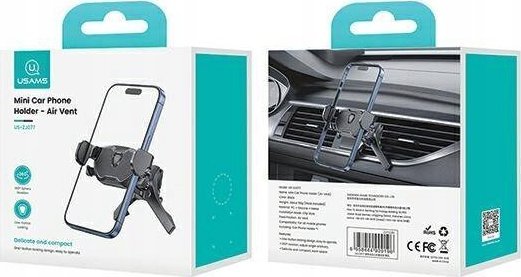 Mbajtëse telefoni për veturë Usams Rotating Holder ZJ77ZJ01, për grilë ajri, rrotulluese, e zezë