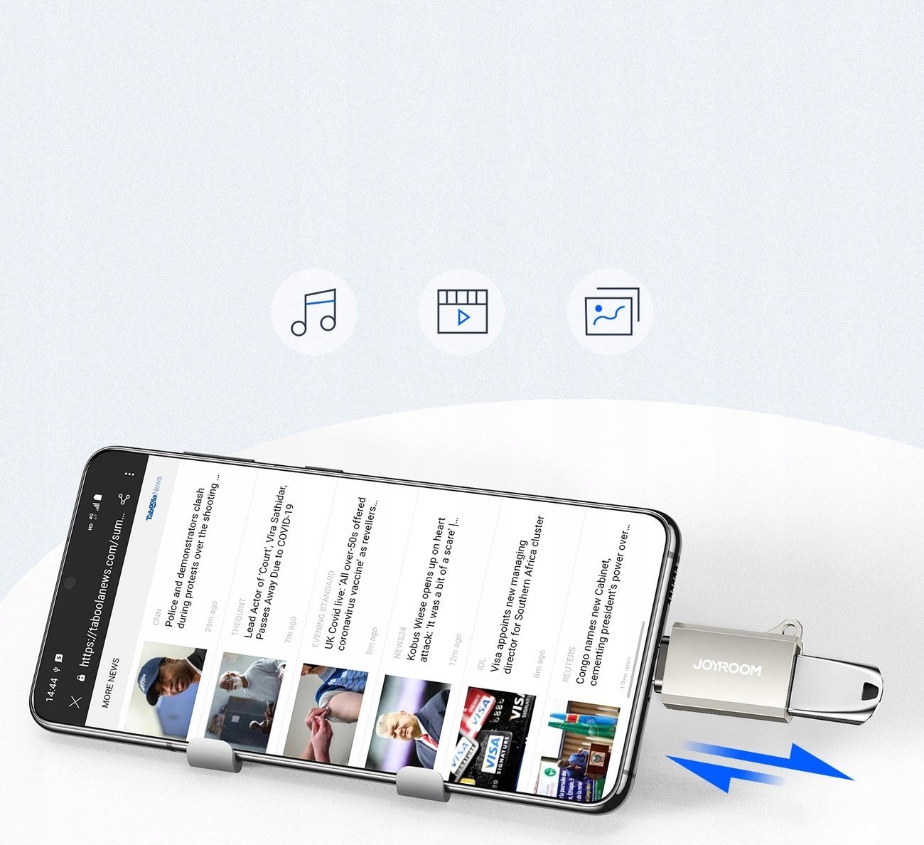 Adapter USB Joyroom S-H151, USB C mashkull në USB A femër, OTG, argjendtë