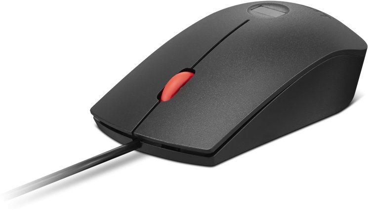 Mouse Lenovo, optik, USB, i zi me të kuqe