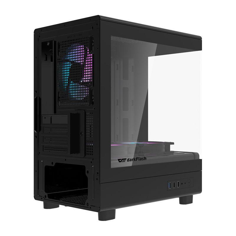 Kase kompjuteri Darkflash DB330M, 3 ventilatorë, xham anësor, e zezë
